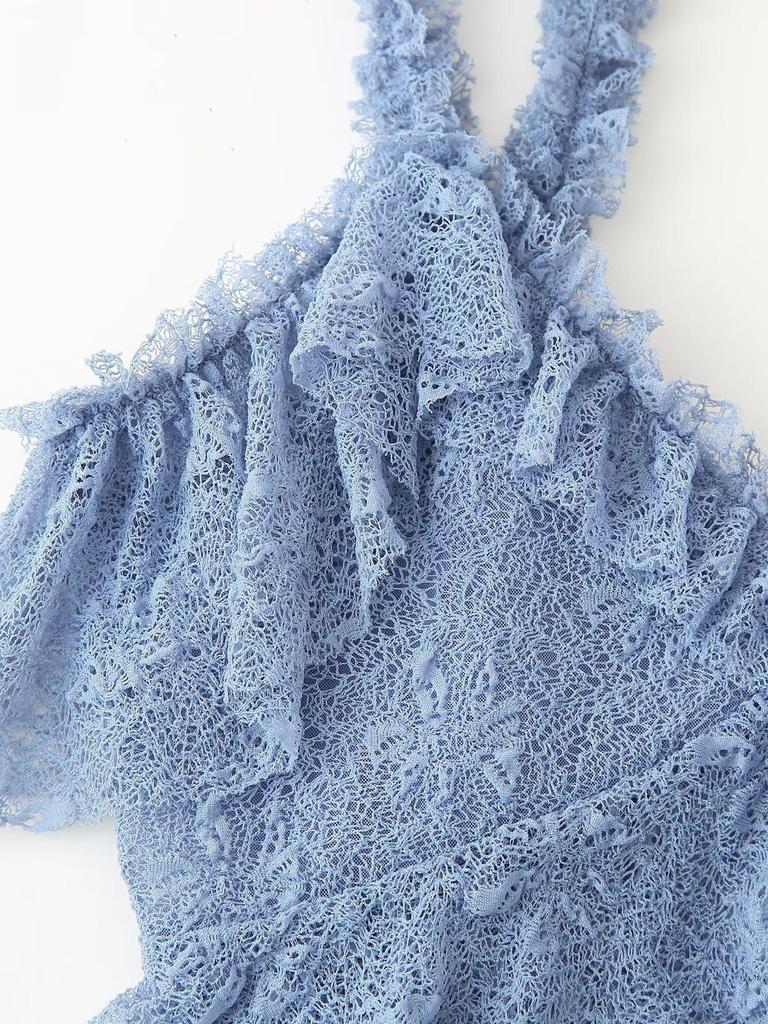 Damski Wiosenny 2025 Europejski i Amerykański Modny Koronkowy Zestaw Kamizelki i Półspódnicy