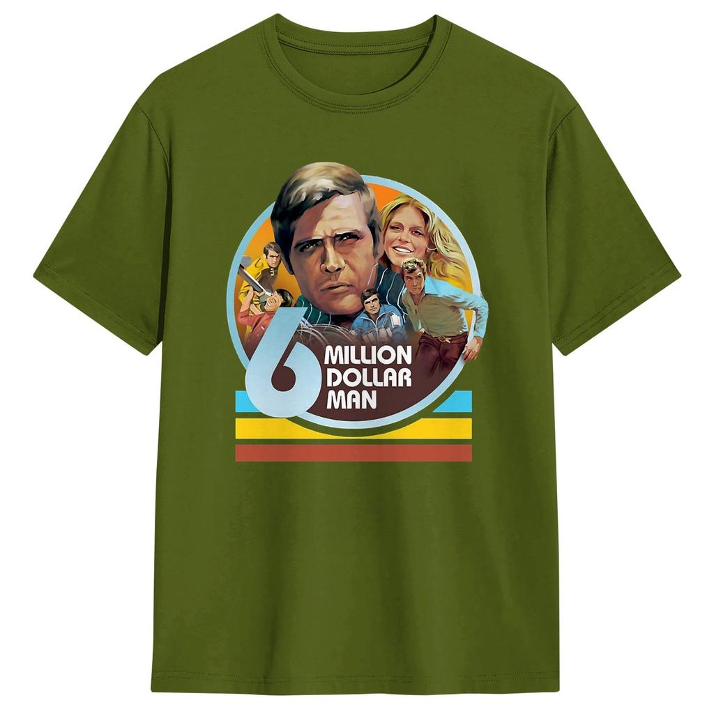Sex Miljoner Dollar Unisex TV T-shirt för Unisex Rolig Bomulls T-shirt Rund Hals Kortärmad T-shirt Klassiska Toppar