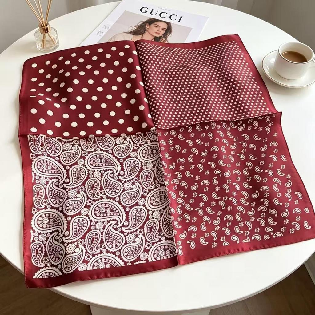 70cm×70cm Retro Paisley Imitation Silk Square Scarf - Versatile Decorative Neck Scarf Shawl
