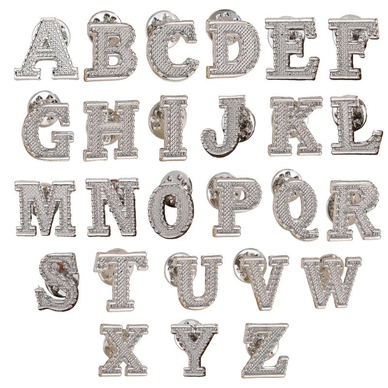 A-Z Letter Initial Lapel Pin Brooches Vintage Coat Suit Shirt Badge Party Office Brooch Pins Gifts For Men And Women Accessories