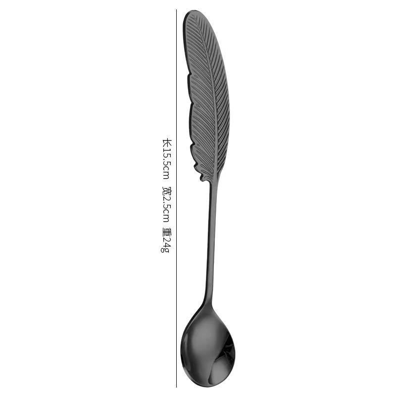 Creative Feather Stainless Steel Fork & Spoon Set for Dessert and Coffee