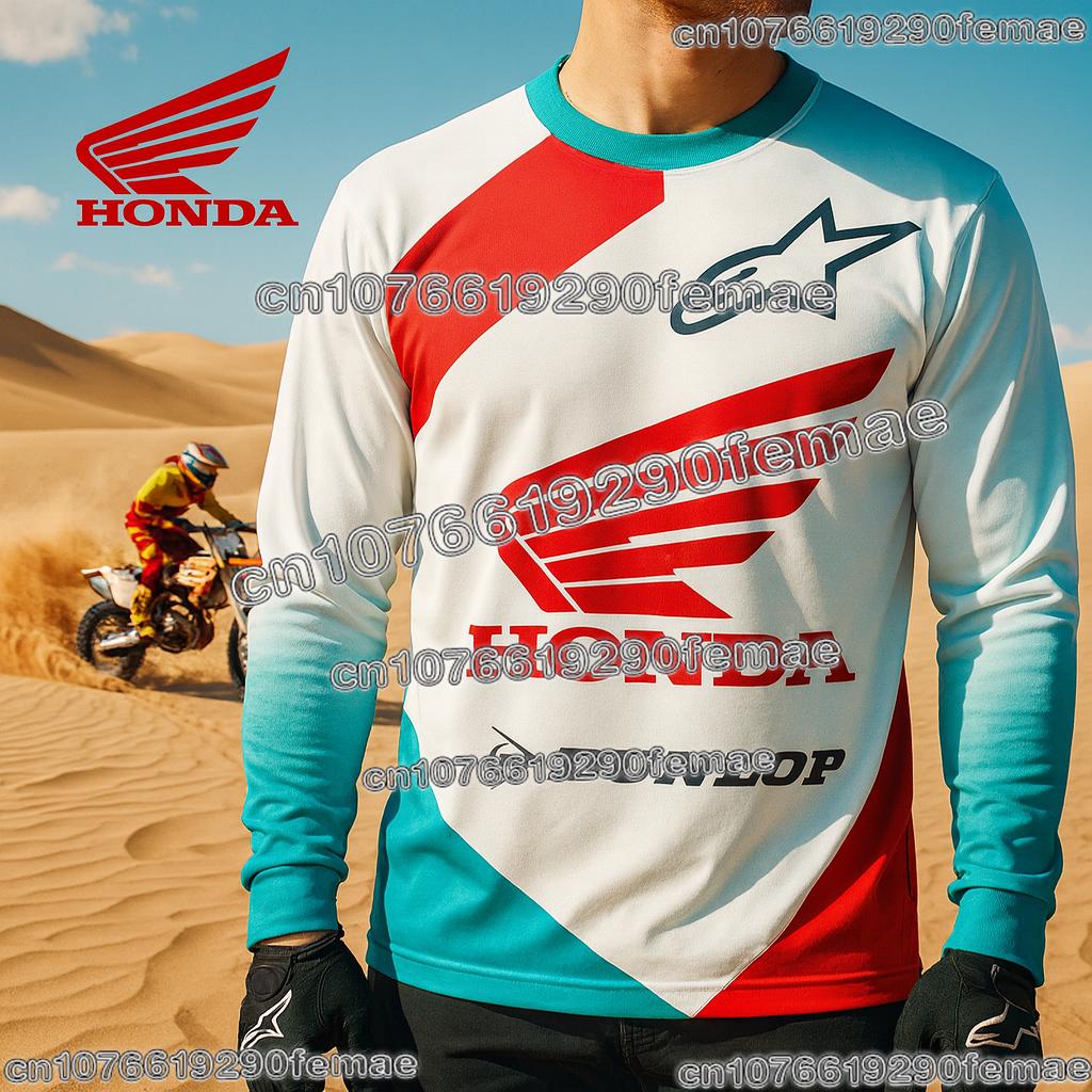 Honda Motorcycle Long Sleeve Jersey Quick Dry Breathable Comfortable Riding Shirt for Dirt Bike Mountain Racing Enthusiasts