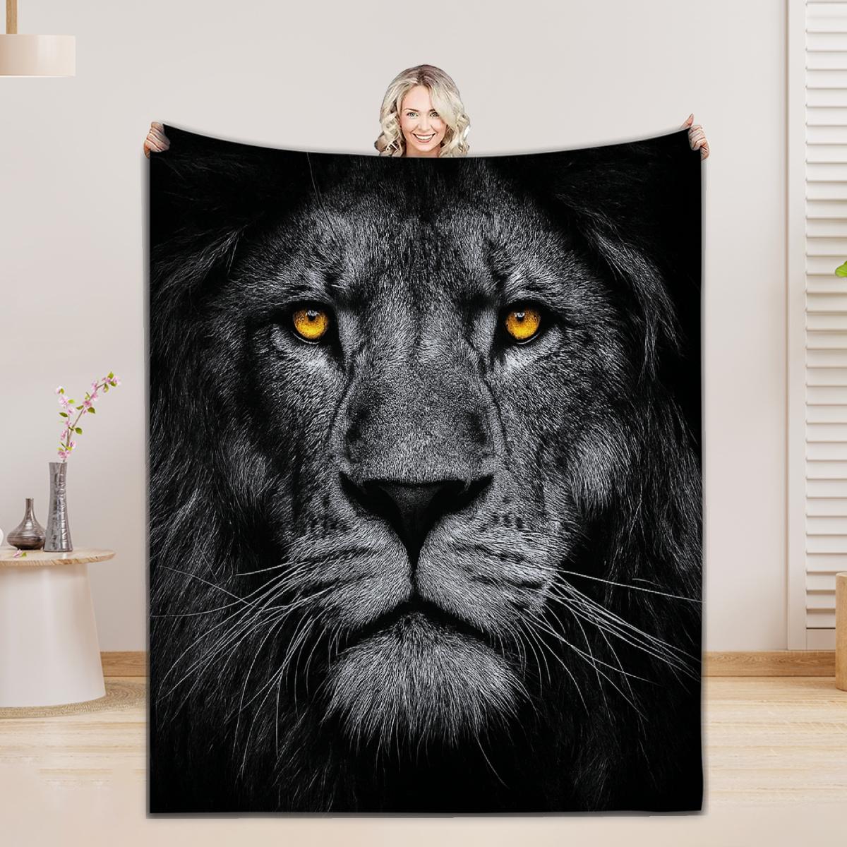 

Flannel Blanket 3D Printed Lion Animal Blanket For Office Home Camping Nap Leisure Blankets Birthday Gifts Boys Girls Home Decor 75x100cm
