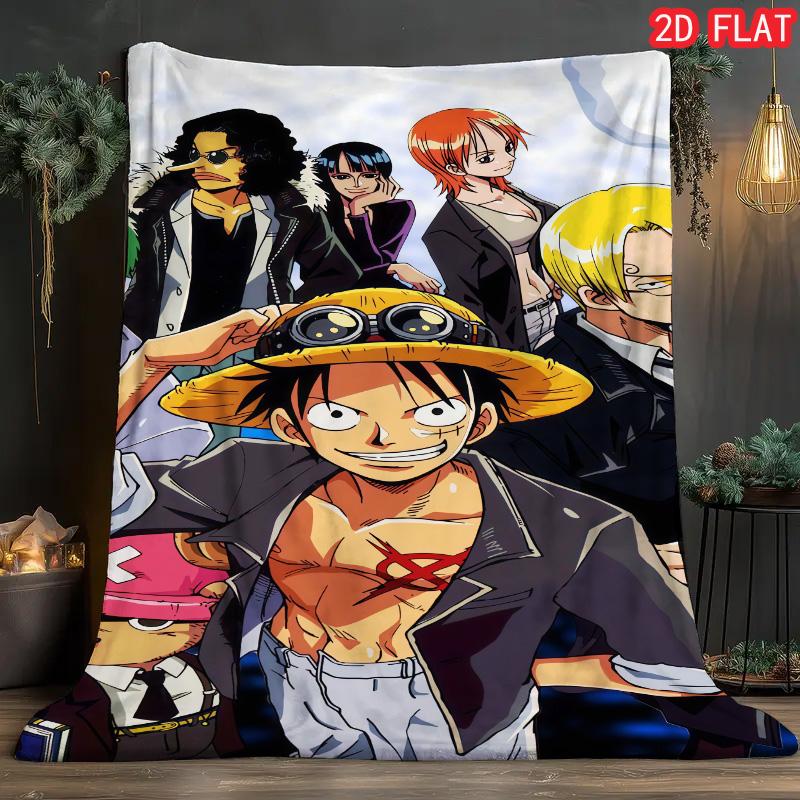 One Piece Gift Flannel Blanket Soft Printed Warm Cozy Blanket for Anime Fans Family and Friends THW