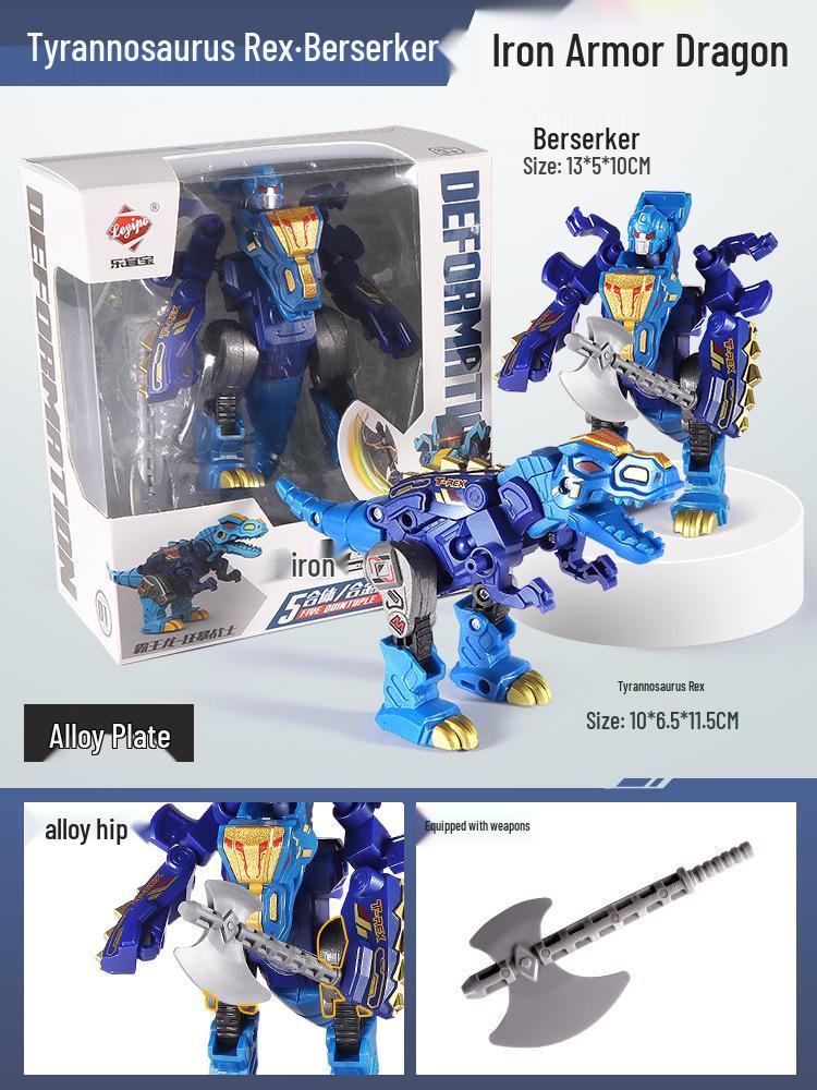 Five-in-One Mecha Alloy Dinosaur Toy: Transforming Robot Tyrannosaurus Rex Grimlock - Perfect Birthday Gift for Boys