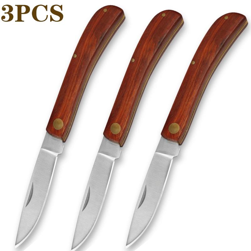 Edelstahl Schälmesser für geschnittenes Obst Holzgriff Klappmesser Haushalt Melone Obst Schälen Gemüse Messer Taschenmesser