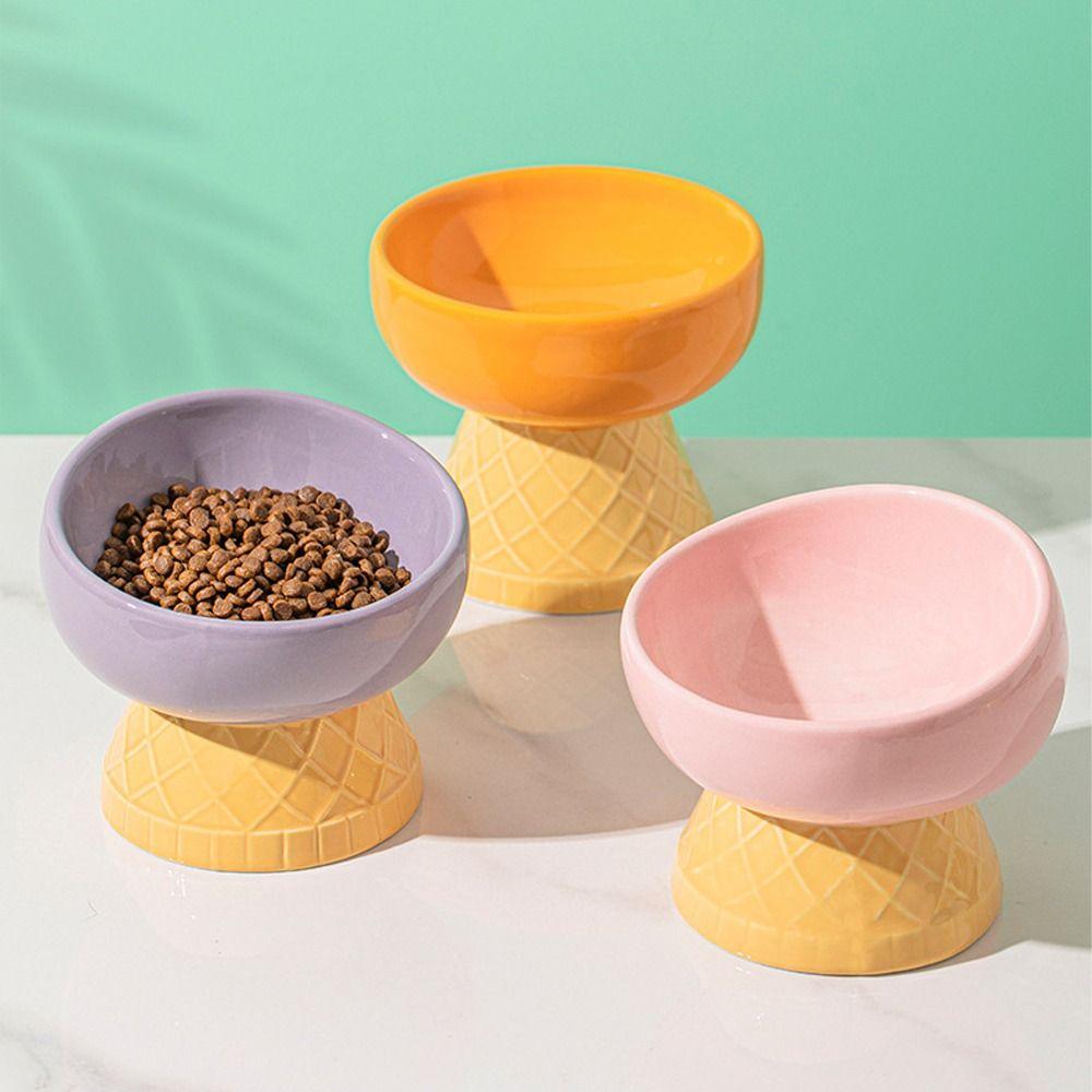 Oblique Mouth Cat Drinking Bowl Anti Overturning Raised Cat Bowl Ceramic Pet Bowl  Pet Feeding