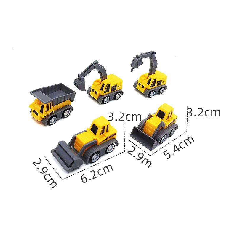 5Pcs/Set Educational Children'S Toy Building Blocks Engineering Vehicle Model Mini Cars Excavator Crane Dump Truck