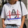 San Francisco Cat On Golden Gate Bridge T-Shirt | City Souvenir Cat Graphic Tee, Funny Travel Gift Shirt