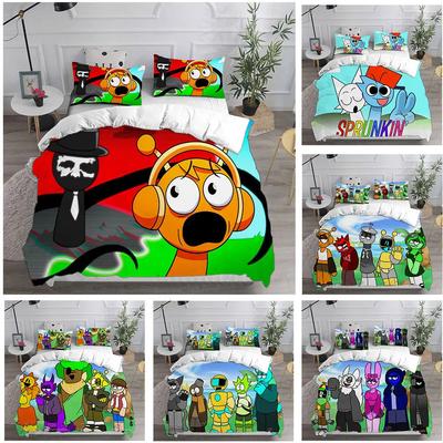 Sprunki Bettwäsche-Sets Bettdecke Steppdecke Bettbezug Kissenbezug 2-3-teilige Sets Kinder Erwachsene Schlafzimmerdekoration