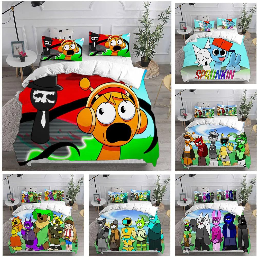 Sprunki Bedding Sets Bed Cover Comforter Duvet Cover Pillow Case 2-3 Pieces Sets Kids Adult Bedroom Decoration