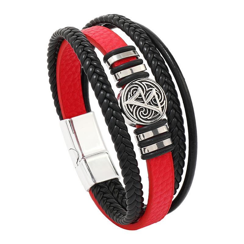 

Men s Multi Layer Braided Leather Bracelet With Compass Charm Stylish Fashion Accessory
