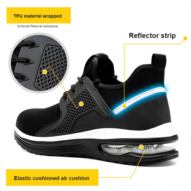 Breathable Men'S Safety Shoes Lightweigh Tmen'S Work Shoes Reinforced Solesteel Toe Shoes Man Puncture Resistant Safety Sneaker