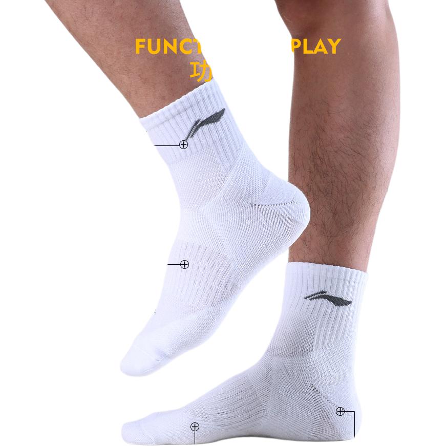 Li Ning Ankle Socks Unisex 3 Pack White YWTU043-1