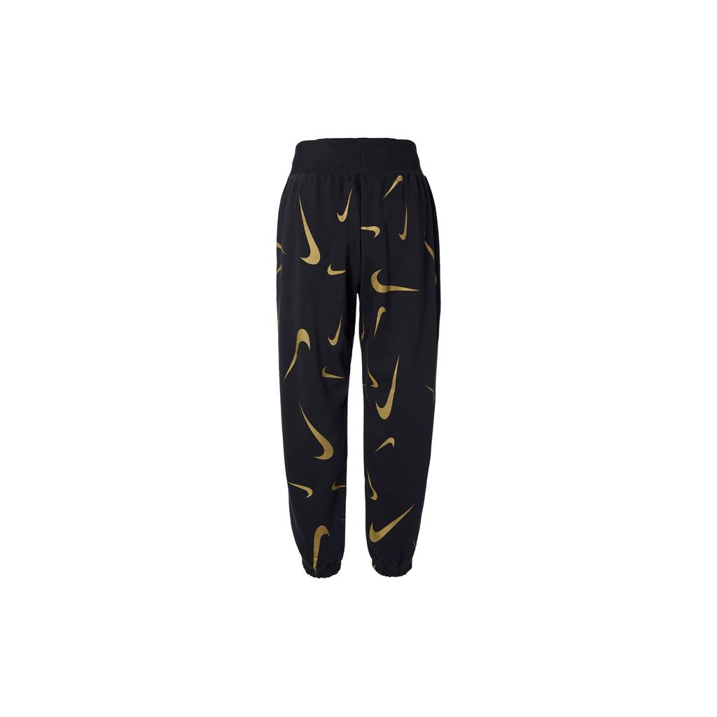 Nike All Over Print High Waist Loose Fit Cuffed Fleece Joggers Women Joggers Black FB8755-010