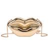 Bolso de Mano con Labios Dorados para Mujer Bolso de Hombro de Cadena Acrílica de Alta Calidad para Señoras Bolso de Noche Forma de Labios Cartera