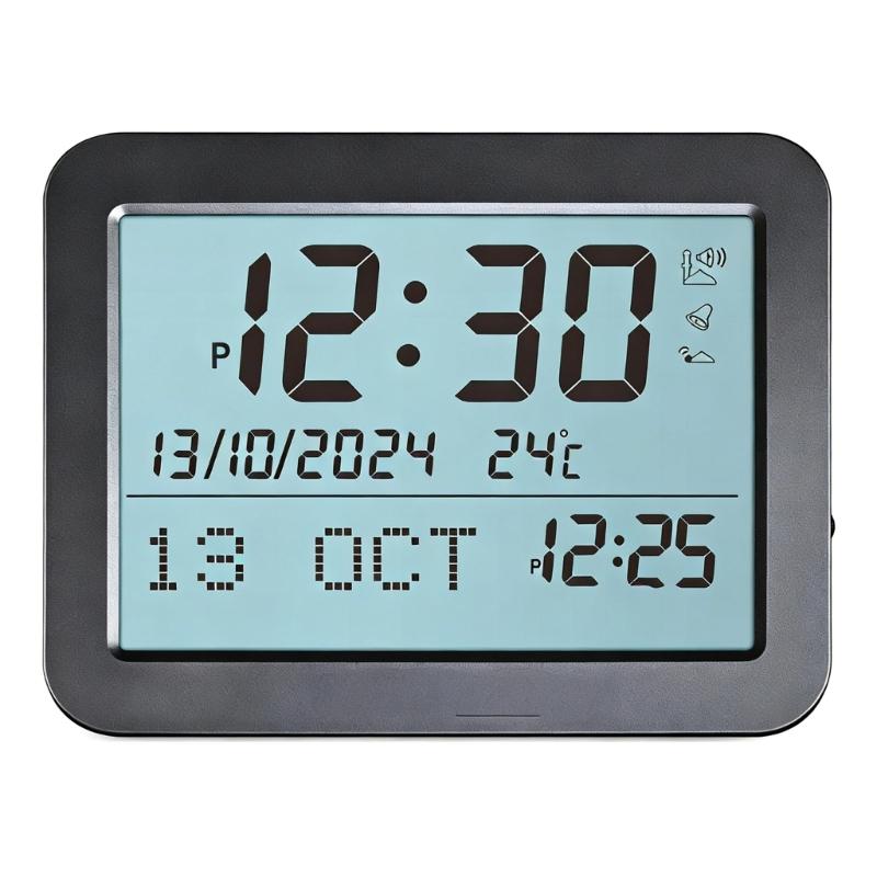 Square LCD Digital Clock Temperature Sensors Easy Operation Azan Clock For Home Office Desk Decoration Use