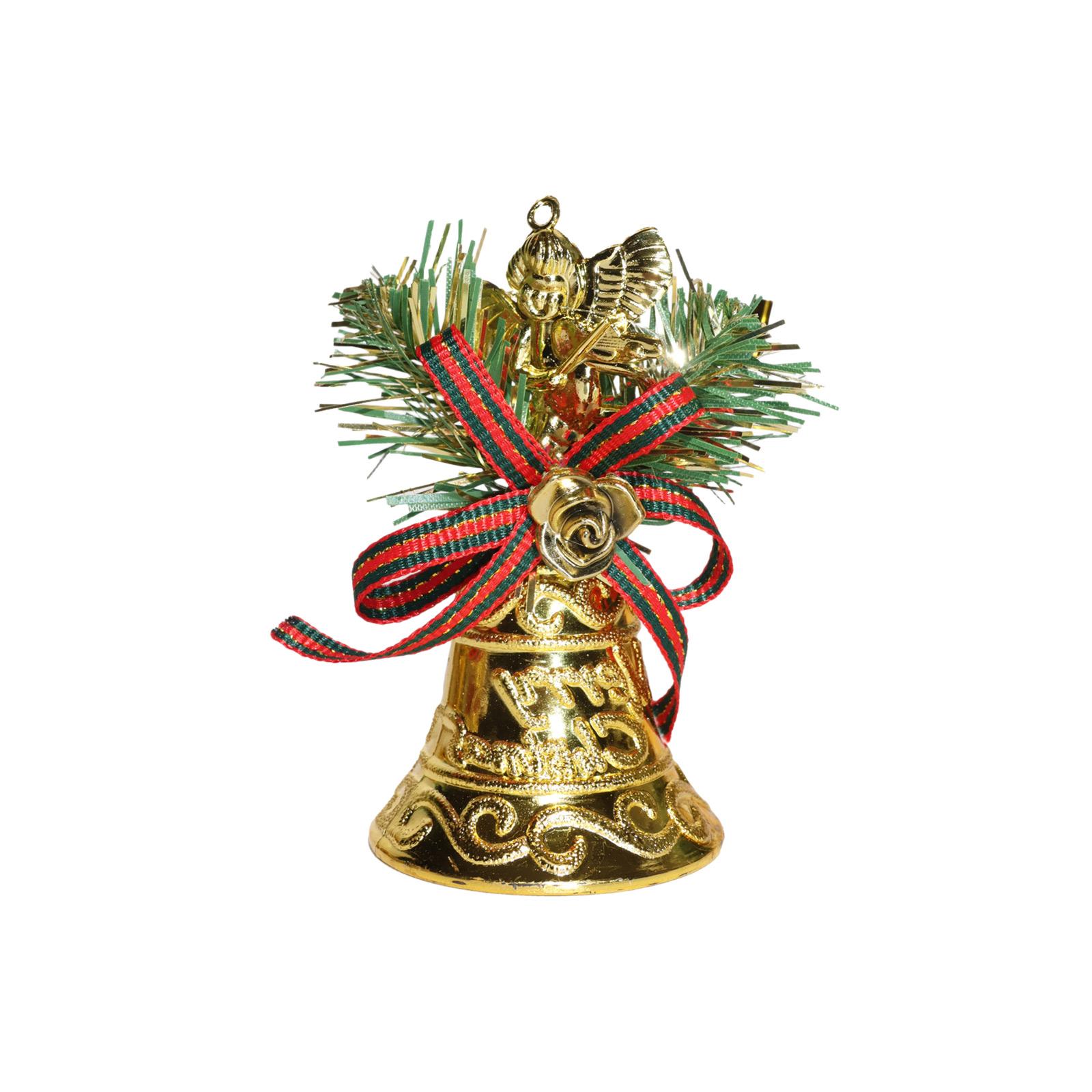 

Christmas Gold Bell Pendants - Set Of 6 Gold Christmas Tree Bells | Window, Doorknob, And Front Door Decorative Bell Pendants
