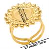 Fashion DIY Drip Oil Rhinestone Round Oval Water Droplets Blank Settings Open Adjustable Stainless Steel Ring For Women Men Gift