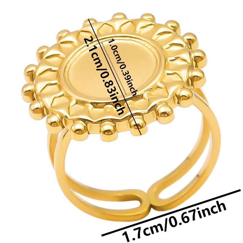 Fashion DIY Drip Oil Rhinestone Round Oval Water Droplets Blank Settings Open Adjustable Stainless Steel Ring For Women Men Gift