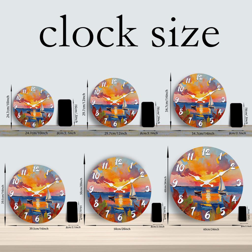 High-Quality Wooden High-Quality Wall High-Quality Clock High-Quality With High-Quality Sea High-Quality View, High-Quality Sunset High-Quality And