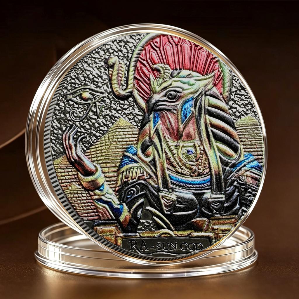 Ancient Egyptian Commemorative Coins Metal Museum Cultural and Creative, Commemorative Medals Collection Pyramid Pharaoh Relief Coins