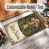 Forest Nature Theme Crystal Velvet Rug Personalized Custom Name Text Soft Floor Mat Home Decor
