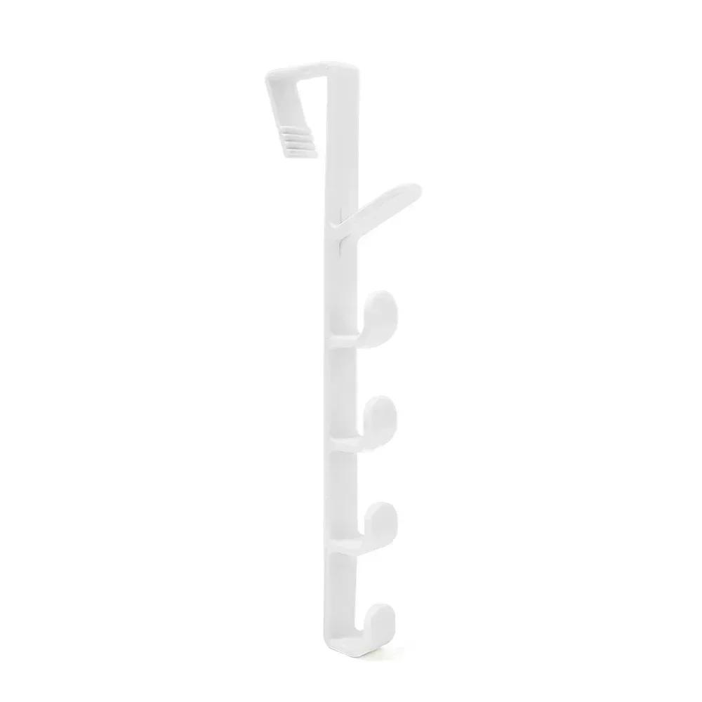 Fivesegment Door Hook Coat Bag Towels Cap Hair Bands Seamless Holder Home Bedroom Storage Organization Plastic Pure Color Rack
