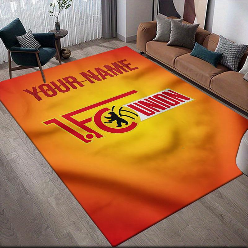 Custom Name,1.FC Union Berlin Home Sofa Decoration for Living Room & Bedroom, Non‑Slip Play Flannel Floor Mat for Game Room