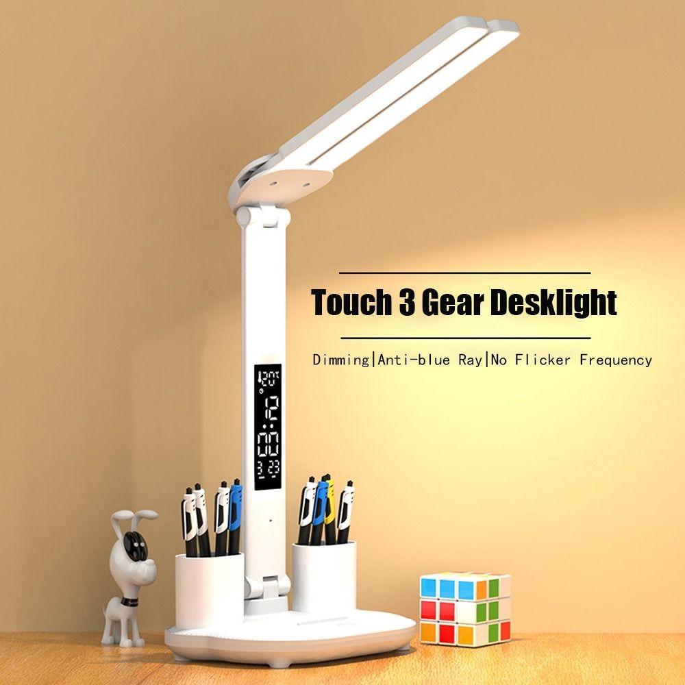 

USB Сенсорная настольная лампа с ЖК-дисплеем Светодиодная подсветка Защита глаз Ночное чтение Дом