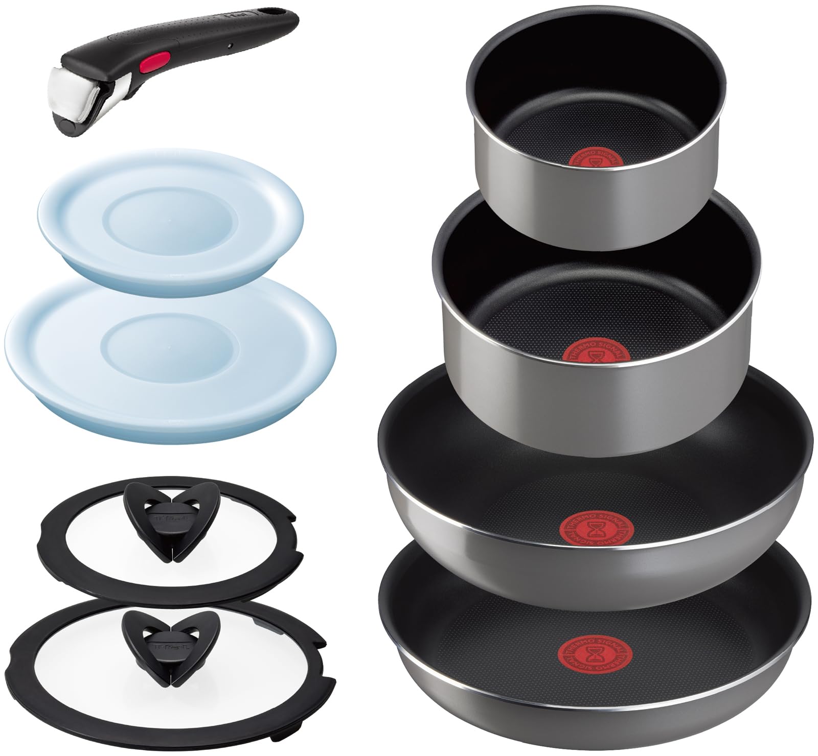 

Detachable Handle Pot and Pan Gas Stove PFOA and Other Harmful Neo Fraise Gray L16199 [Online Exclusive] T-fal Set, 9-Piece Set, Only, Substance-Free, серый