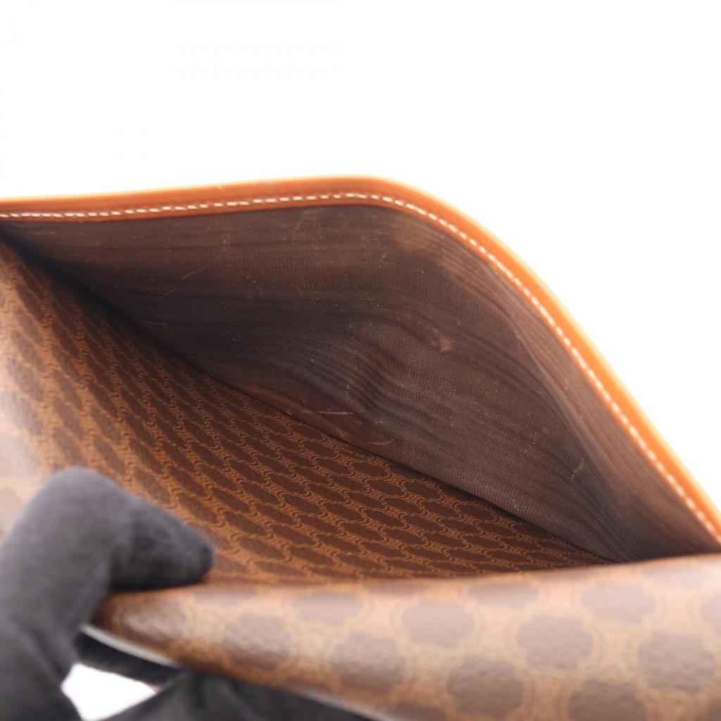 Used CELINE Macadam Shoulder Bag PVC Coated Canvas Leather Brown Used Women