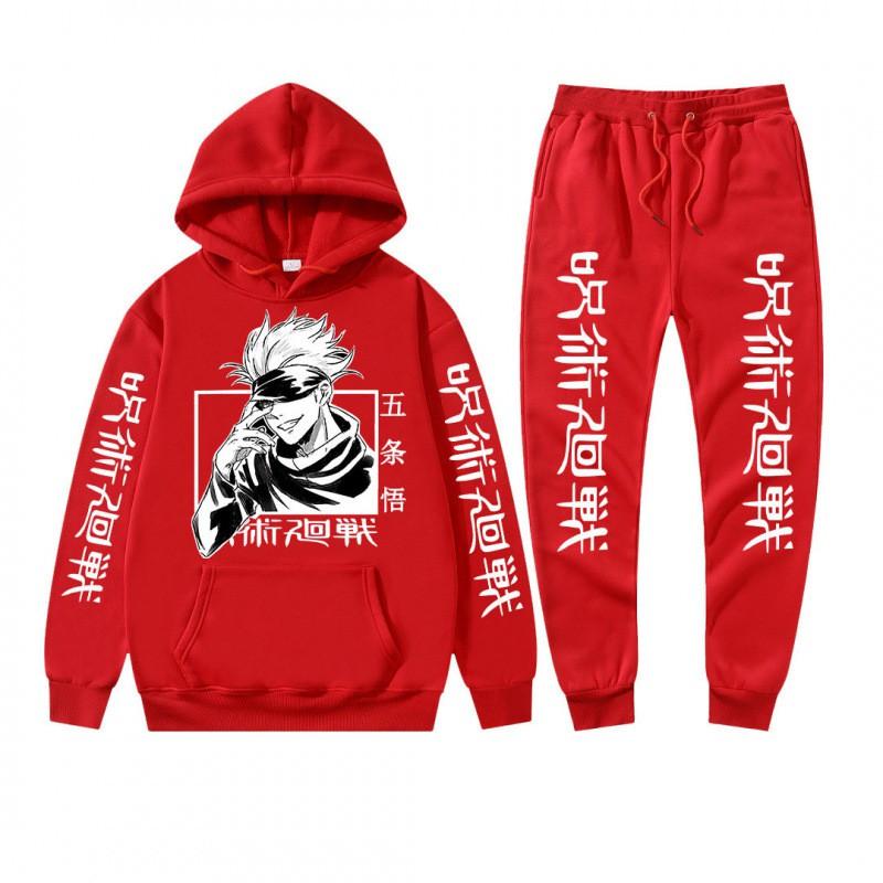 Completo felpa con cappuccio invernale da uomo con stampa Gojo Satoru di Jujutsu Kaisen Tuta casual spessa streetwear
