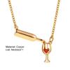 Wine Cup Pendant Clavicle Necklace Elegant Copper Heart Rhinestone Women Necklace Party Jewelry