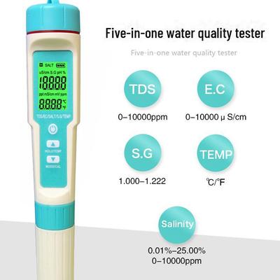 Five-in-One Salinity Meter: Multifunctional Water Quality Test Pen for Fish Tanks