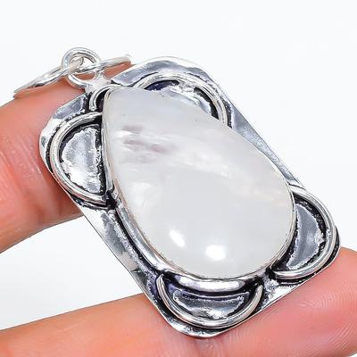 Natural Rainbow Moonstone Handmade 925 Sterling Silver Pendant 1.97" G3p62