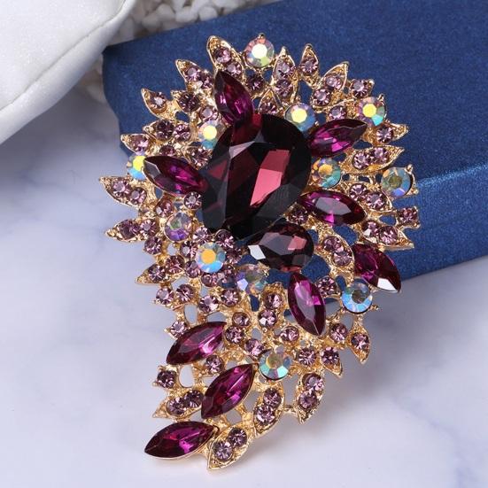 Vintage Crystal Brooch Anti-oxidation Anti-rust Alloy Lapel Pin Chic Colorful Crafted Pin Gift for Her