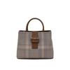 Daks Brown Leather Houndstooth Check Tote Bag M