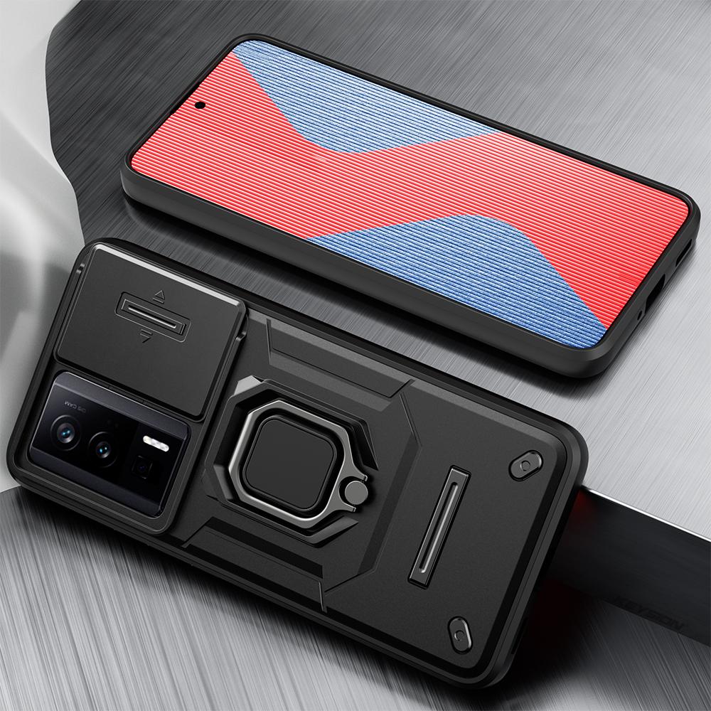 

Противоударный защитный чехол KEYSION для Xiaomi POCO F5 Pro, защитное кольцо для объектива камеры, задняя крышка-подставка для телефона POCO F5 F5 Pro for POCO F5 Pro чёрный
