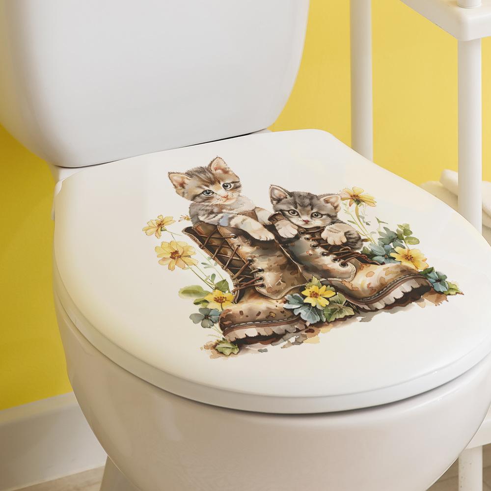 Fun-m148 Shoes Cat Sunflower Toilet with Bathroom Bathroom Decorative Wall Sticker