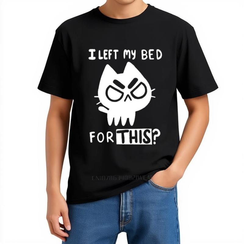 Men's Funny Cat Print Luminous Graphic Cotton T-Shirt Hip Hop Streetwear Summer Casual Tee Roun