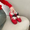Grape Mother Square Head Contrasting Color Pair of Shoelaces Forrest Gump Training Shoes Leather Soft Sole Commuting Soft Surface Casual Board S
