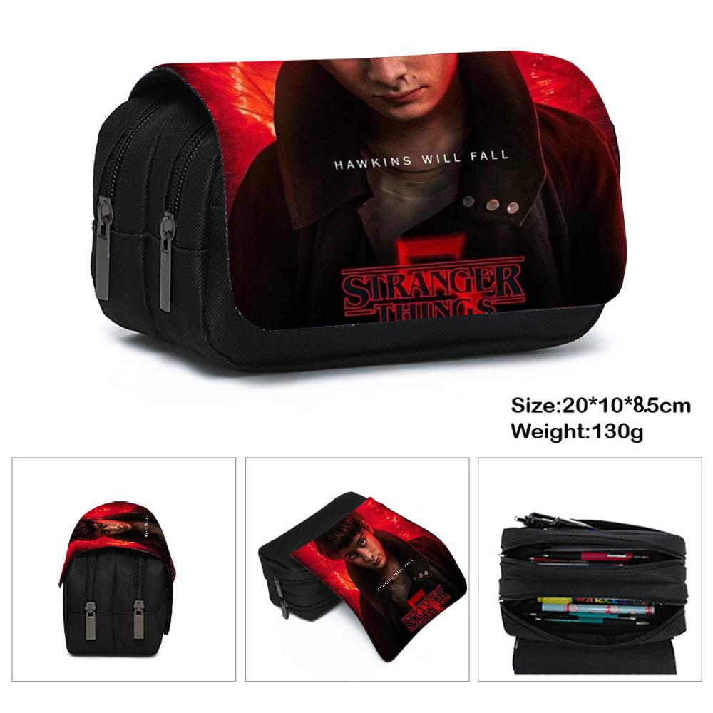 Stranger Things 5 Pencil Case, Large Capacity Multi-Layer Storage, Wear-Resistant Oxford Cloth Student Stationery Bag