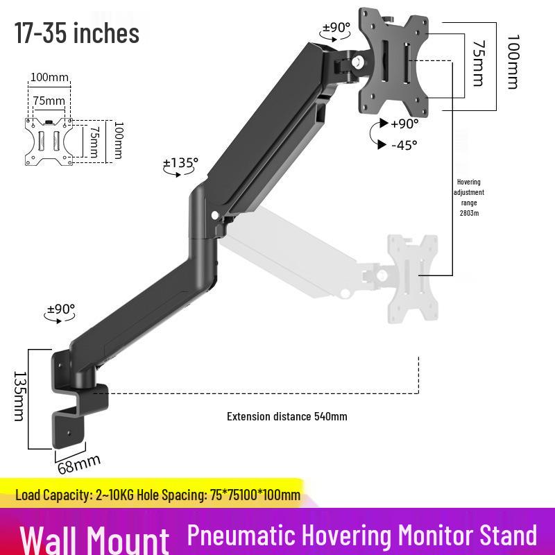 Jianlegi Monitor Arm: Pneumatic Height Adjustable Wall Mount Cantilever