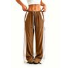Women's Quick-Dry Color-Block Wide Leg Pants with Elastic Waistband for Sports and Casual Wear