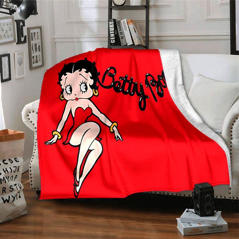 1pc Betty Boop Adventures Flannel Blanket,Ultra Soft Warm Plush Throw for Home Bedroom Bed Sofa Cover Camping Picnic gift Y72429