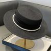Cappello Estivo Elegante in Paglia con Parte Superiore Piatta, Stile French Chic, per la Spiaggia, da Donna