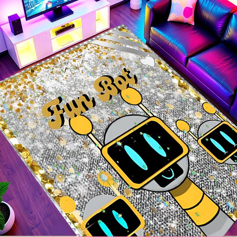 Cosmic Bot Crew Print Rug, Washable Floor Carpet, For Entryway Dorm Laundry Room Office Study, Home Decor Birthday Christmas Gift