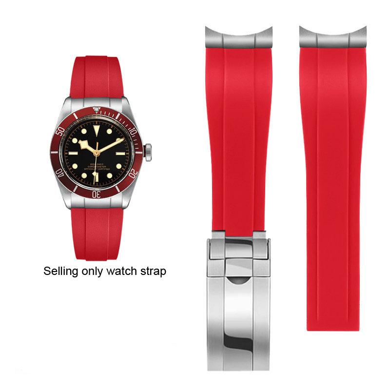 Miękki Gumowy Pasek do Tudor 39mm 1958 BB58 Black Bay Panda Pro Black Shield Pasek do Zegarka Stalowy Złącze Końcowe Bransoleta 20mm 21mm 22mm