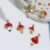 2 PCs Brass Charm Pendant 18K Real Gold Plated Red Mushroom Enamel Pendants For Necklace Bracalet Jewelry Making Findings